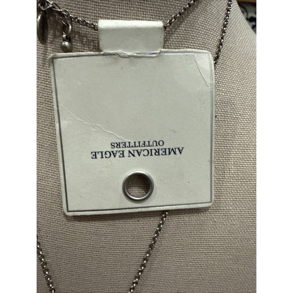 American Eagle Outfitters Silver Toned Chain Necklace Modern Pendant 16" N1-14 - Picture 3 of 4
